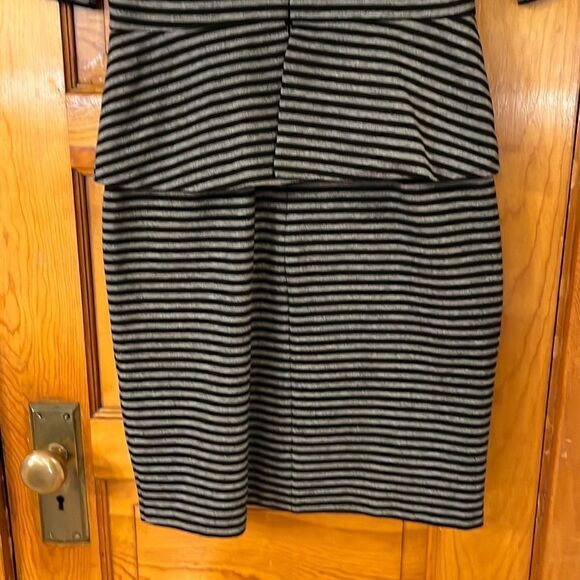 Gabby Skye Grey Black Stripes Half Sleeve Professional Dress 4 - Picture 7 of 9